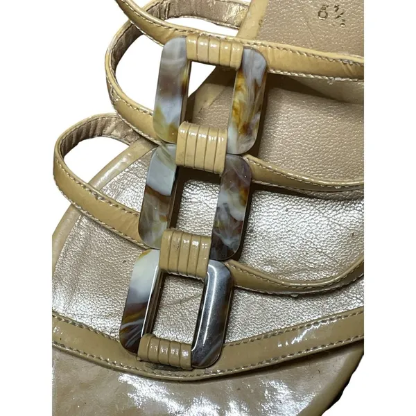 Stuart Weitzman Strappy Tortoiseshell & Leather Wedge Sandals 6.5 - Image 3