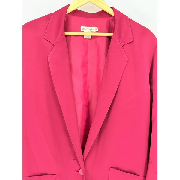 Ann‎ Taylor Blazer Women 10 Magenta Pink Vintage Single Button Lined 80s 90s - Image 2