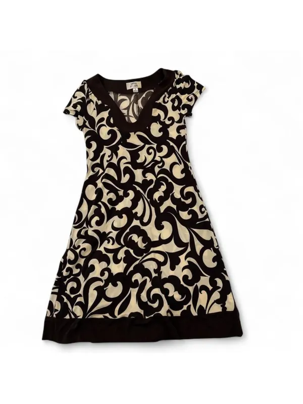 Brown and cream printed dress - Image 2