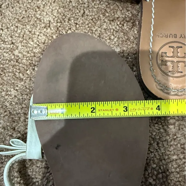 Tory Burch Leighanne Tan Ivory Leather Bow Logo Thong Sandals Flip Flops 8.5 N‎ - Image 11