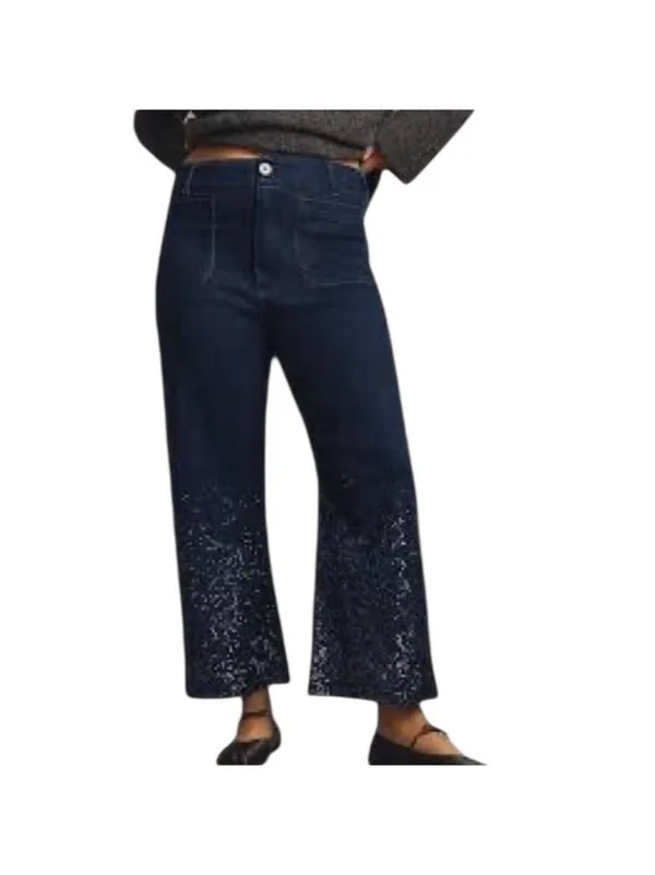Anthropologie Maeve The Colette Embellished‎ Sequin Wide-Leg Jeans 16W NWT - Image 2