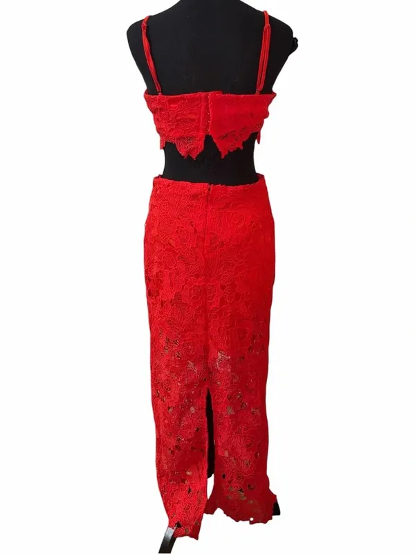 Amable by Mable Lace Maxi Orange Dress(Size Medium) - Image 5