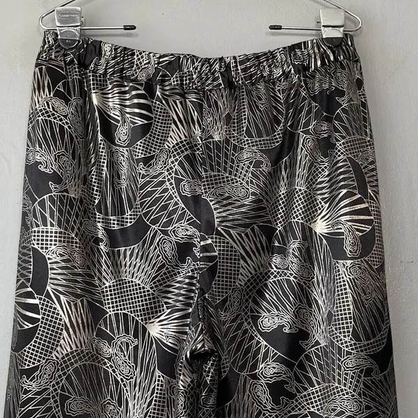 Joyce Pants Size 10 Black Gold Shiny Party Glam Pull on Metallic Harem Club Rave - Image 4