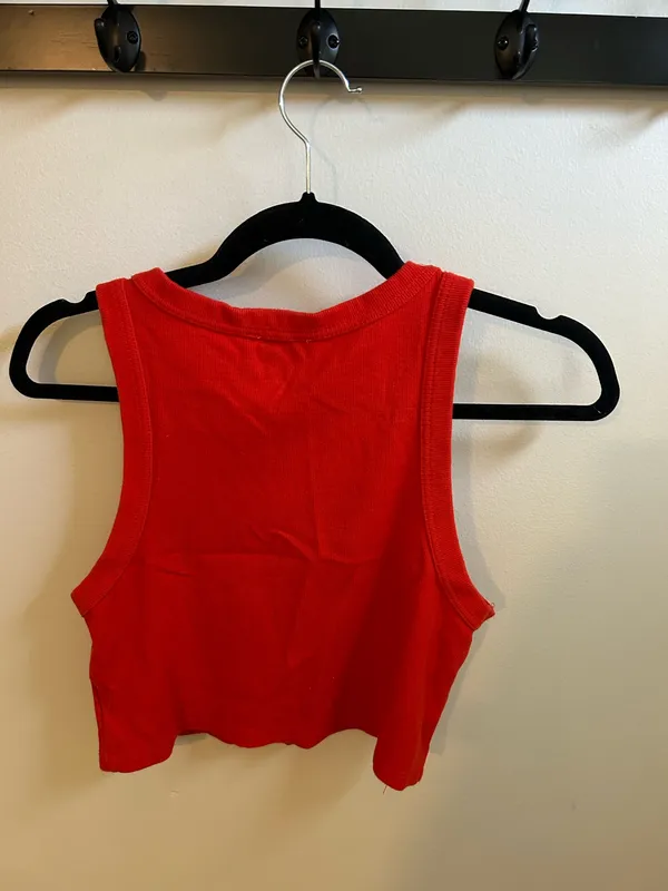 Princess Polly Red Ribbed Crop Tank - Image 2