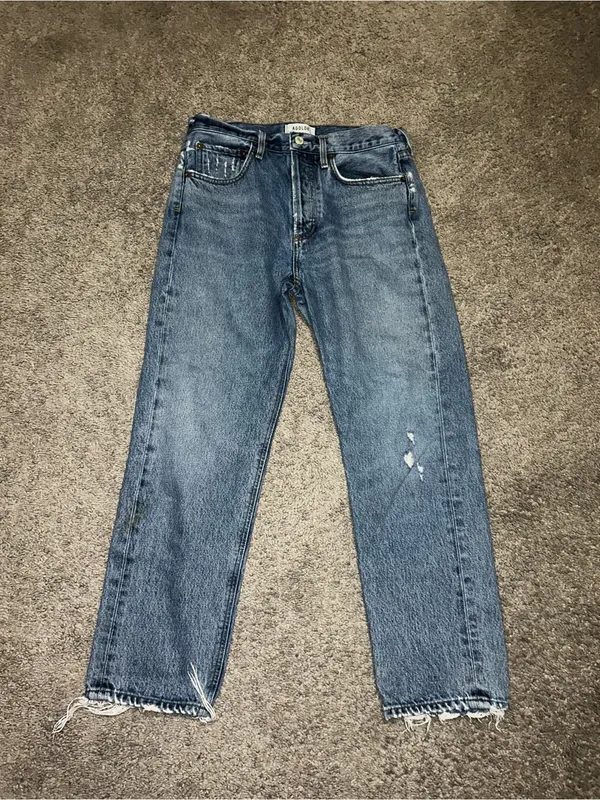Agolde Women's Straight Leg Distressed Blue Jeans - Image 4