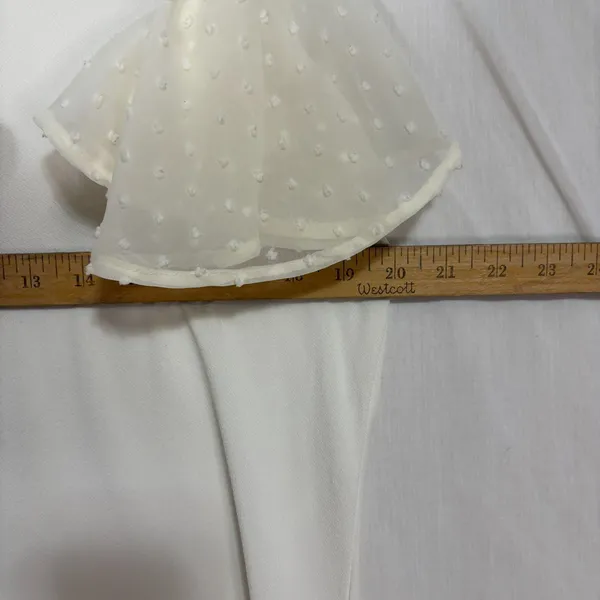 Adrianna Papell‎ Top Womens M Ivory Chiffon Flutter Sleeve Cottagecore Career - Image 4