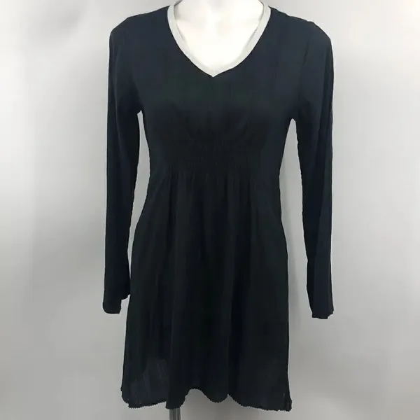 Athleta black sheer lightweight cotton shirred waist dress - Image 2
