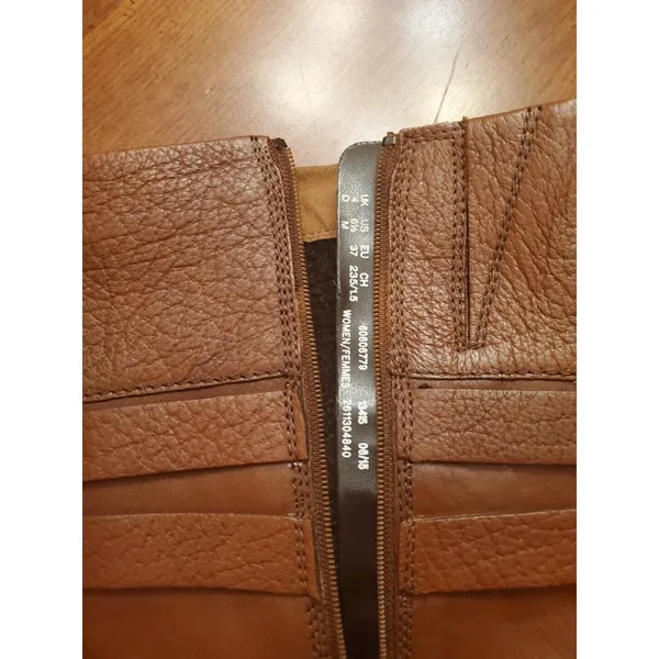 CLARKS Riding Boots Knee High Brown Leather Chunk Heels Buckle Details Size 6.5M - Image 16