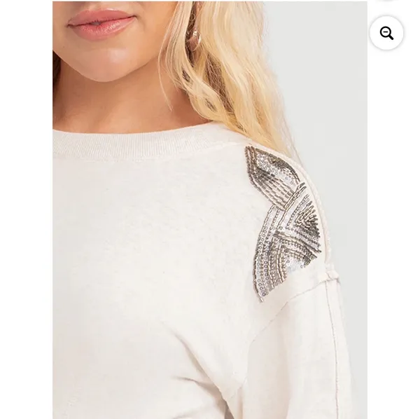 NWT Jessica Simpson Women's Khissa Embellished Crewneck Top|Sweatshirt size M - Image 2