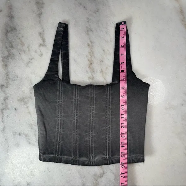 Zara Charcoal Washed Denim Corset Crop Top Structured Bustier Cotton Wmns Small - Image 12