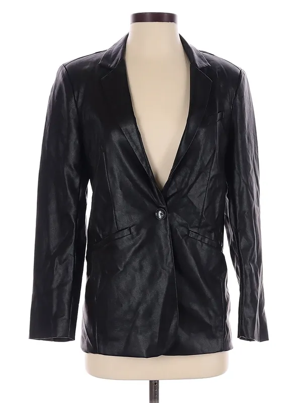 Z Supply Sandelle Black Faux Leather Blazer XS Going Out Indie Minimalist Edgy - Image 2