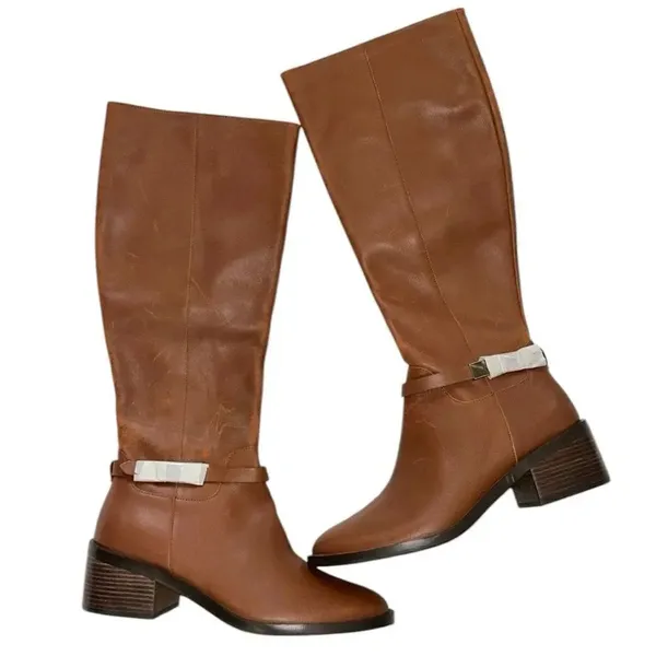 Linea Paolo Kamile Knee High Almond Toe Leather Tan Riding Boots(Size 9M) - Image 3