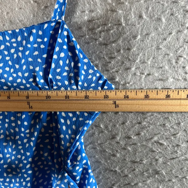 1435 | Hello Molly Blue Polka Dot Ruffle Boho Flirty Summer Picnic Dress Women 2 - Image 3