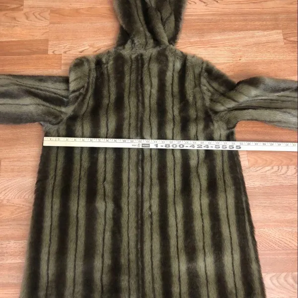 Dennis Basso Coat Reversible Faux Suede Fur Mink Brown Hooded - Image 12