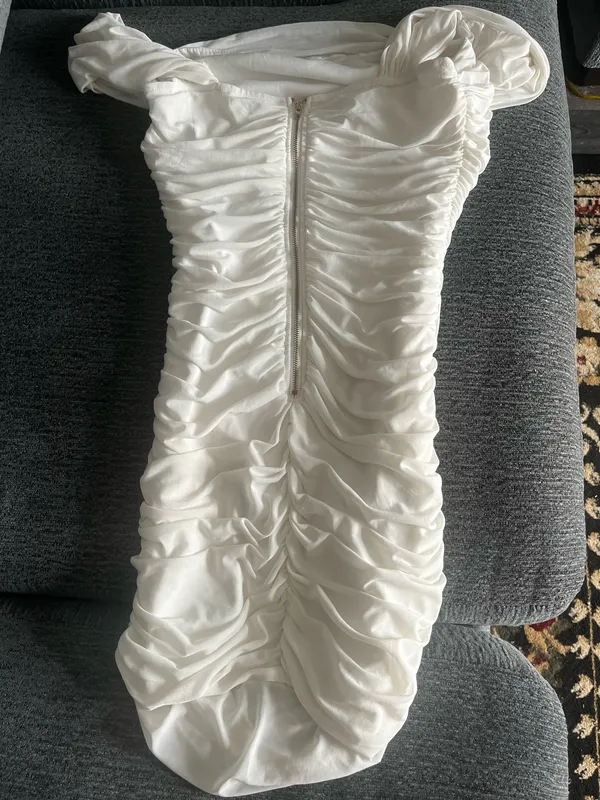 White Scrunch Shein Dress Bodycon - Image 2