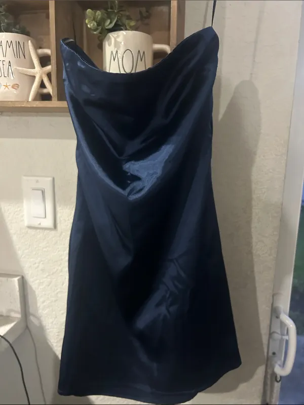 Princess Polly Navy Satin Slip Dress - Image 2
