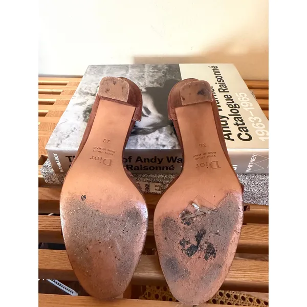 Christian Dior Vintage Brown Leather Bow Pumps Heels EU 38 US Made in Italy - Image 6