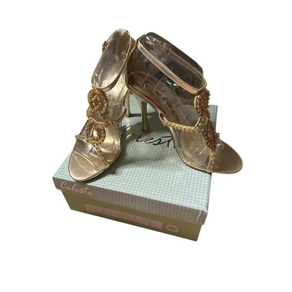 New Women’s Celeste Charlize 3.5” High Heel 👠 Shoes Gold Rhinestones size 5.5 - Image 2