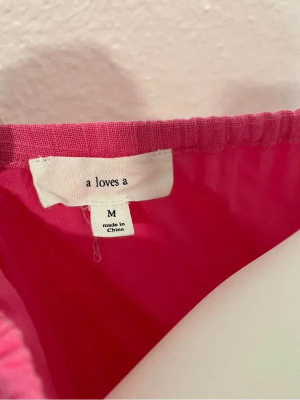 A Loves A Hot Pink Embroidered Boho Tunic Dress with Waist Tie Size Medium - Image 3
