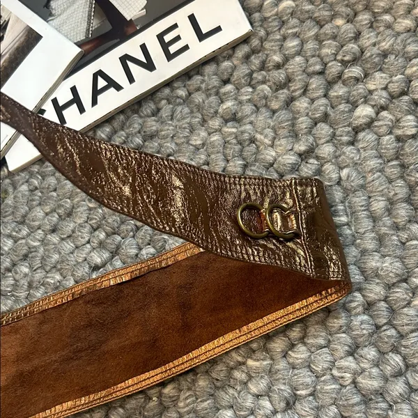 Non Signe Bronze Leather Wrap Belt Size S/M - Image 5