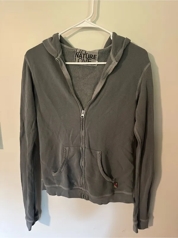 Free City Superfluff zip up hoodie grey small - Image 2