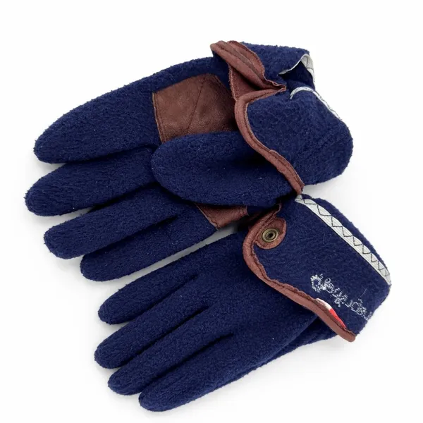 Hotfingers Fleece Gloves Mens OS Navy Blue‎ Leather Trim Gorpcore Winter - Image 3