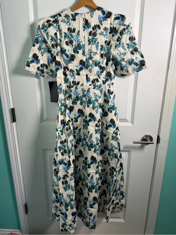 Tuckernuck Blue‎ Blooms Linen Maxi Dress Size XS Floral Coastal Vacation - Image 14
