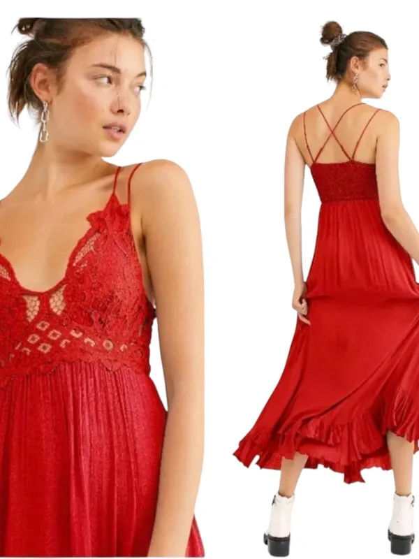 Free People Adella Lace Boho Maxi Slip Dress - Image 2