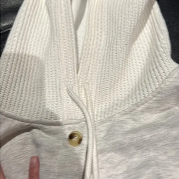 Gray V-Neck Cardigan Sweater with Ribbed Sleeves - Image 2