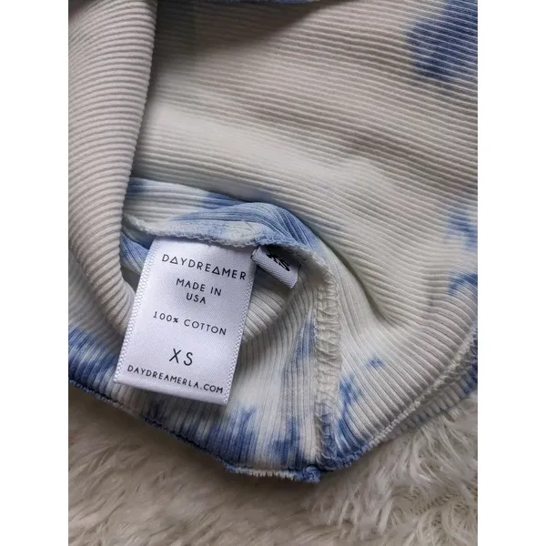 Daydreamer La Eye Tie Dye Tank In Periwinkle Cloud Crop Tank White/Blue XS NWT - Image 3