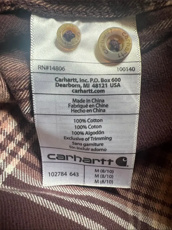 Carhartt Plaid 1/3 Button-Down pullover Shirt 100% cotton workwear shirt - Image 7