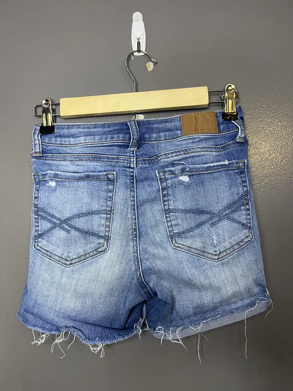 Aeropostale Denim Shorts Womens 0 Blue High Waisted Distressed Cutoff Raw Hem - Image 2