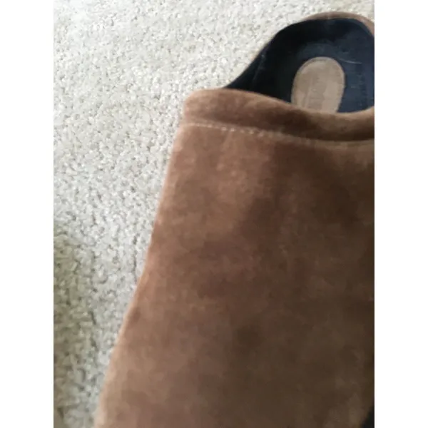 Lands' End Adult Unisex Suede Leather Clogs Shoes Size 8 Brown - Image 3