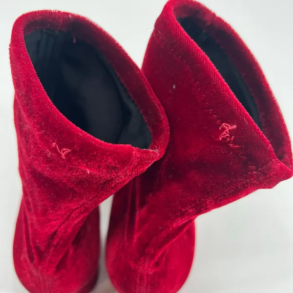 Zara basic Ruby Red Velvet Ankle Boots mid heel stylish stretchy EU 42 / US 11 - Image 7