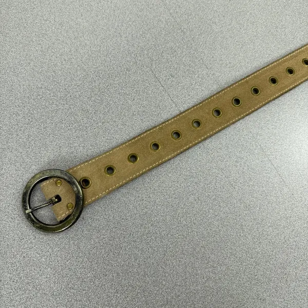 Caulderon Belt Womens Medium Tan Brown Grommet Round Buckle Suede 6493 - Image 3