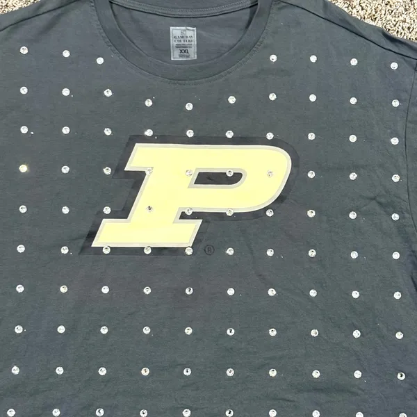 Purdue Boilermakers GameDay Couture Rhinestone Dk Gray Short Sleeve Top XXl Crop - Image 2