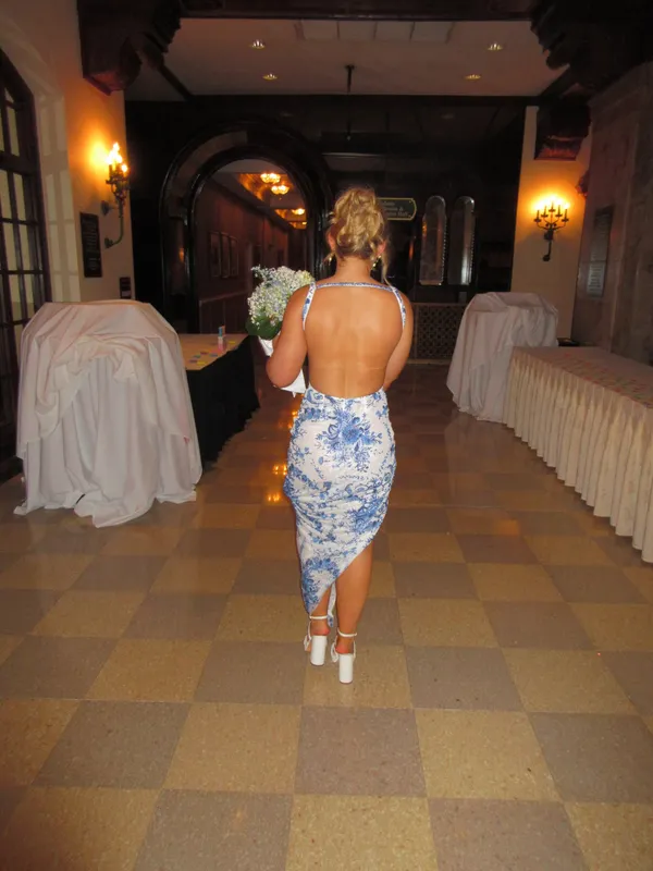 Sherri Hill Prom Dress Blue and white - Image 2