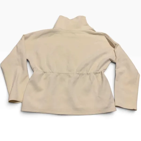 Varley Sweatshirt Women L Cream Cinch Waist Mock Neck Pullover Athleisure - Image 4