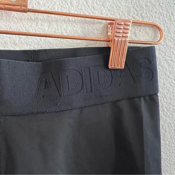 Adidas Alpha Skin Black Tights Shorts Spellout Waist Band XS - Image 3