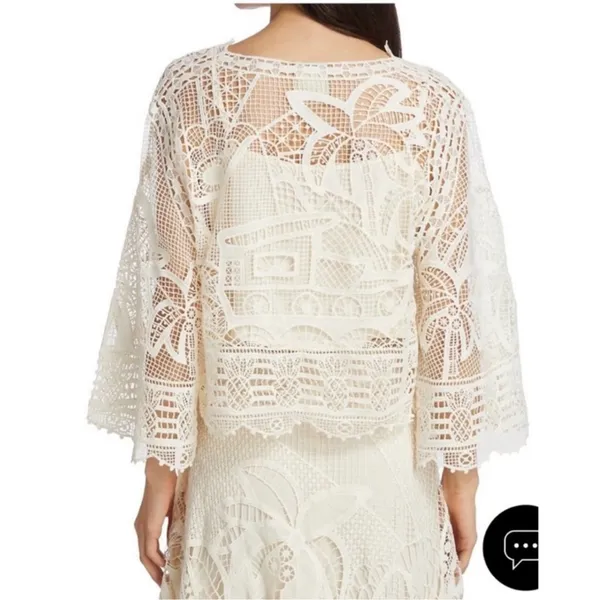 Farm‎ Rio Guipire Lace Blouse Off White Size XS NWT - Image 4