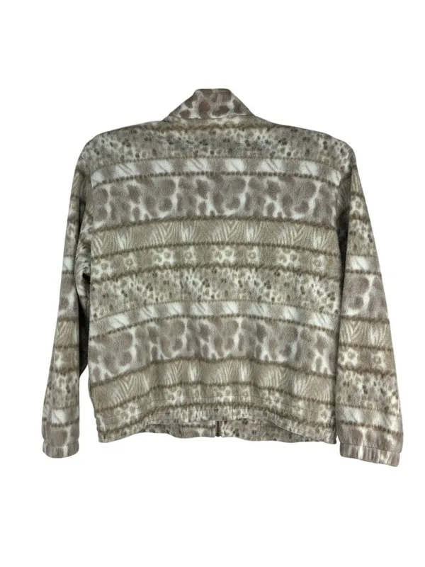 Teddi Women’s Fleece Full Zip Jacket Size L Tan Animal Print Lightweight - Image 2