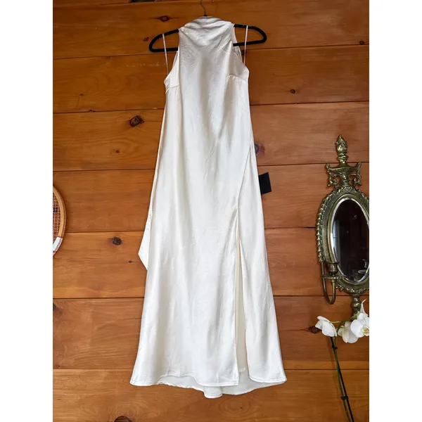 NWT Lulus Exceptional Status Ivory Halter Backless Slip Midi Dress Banquet Sz S - Image 2