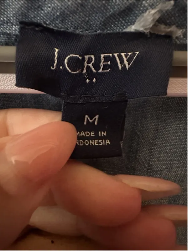 J. Crew Chambray Ruffle Square Neck Long Sleeve Top Blouse Blue Size Med BK626 - Image 6