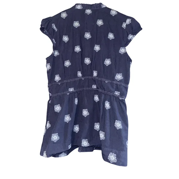 Anthropologie Odille Floral Cap Sleeve Top Women's 12 Feminine Cottage Pintuck - Image 3