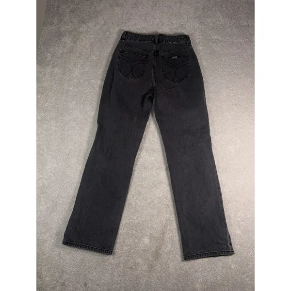 Rollas Jeans Womens 28 Black Denim Original High Rise Straight Distressed - Image 8