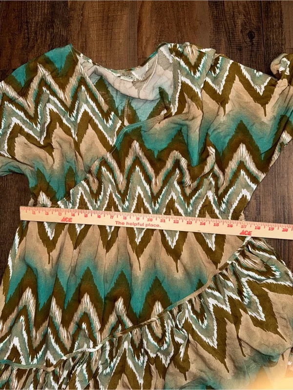 Ariat Chevron Mini Dress in Teal and Tan - Image 11