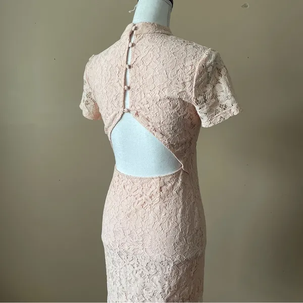 FOREVER 21 | Pink Lace Open Back Bodycon Dress Sz S - Image 7