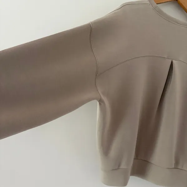 Spanx Sweatshirt AirEssentials XL Smoke Tan Crewneck Boxy Pullover - Image 3