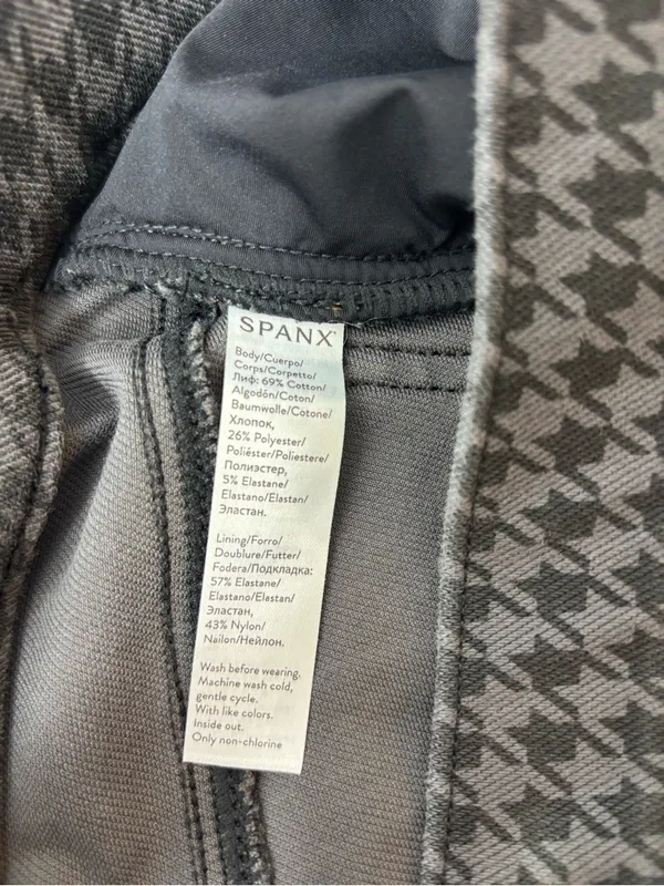 SPANX‎ Black & Gray Houndstooth Leggings Size L - Image 7
