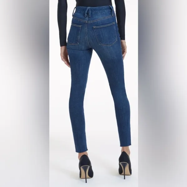 NWT Good American Good Waist Step Hem Skinny Jeans Dark Blue Denim Size 10 - Image 3